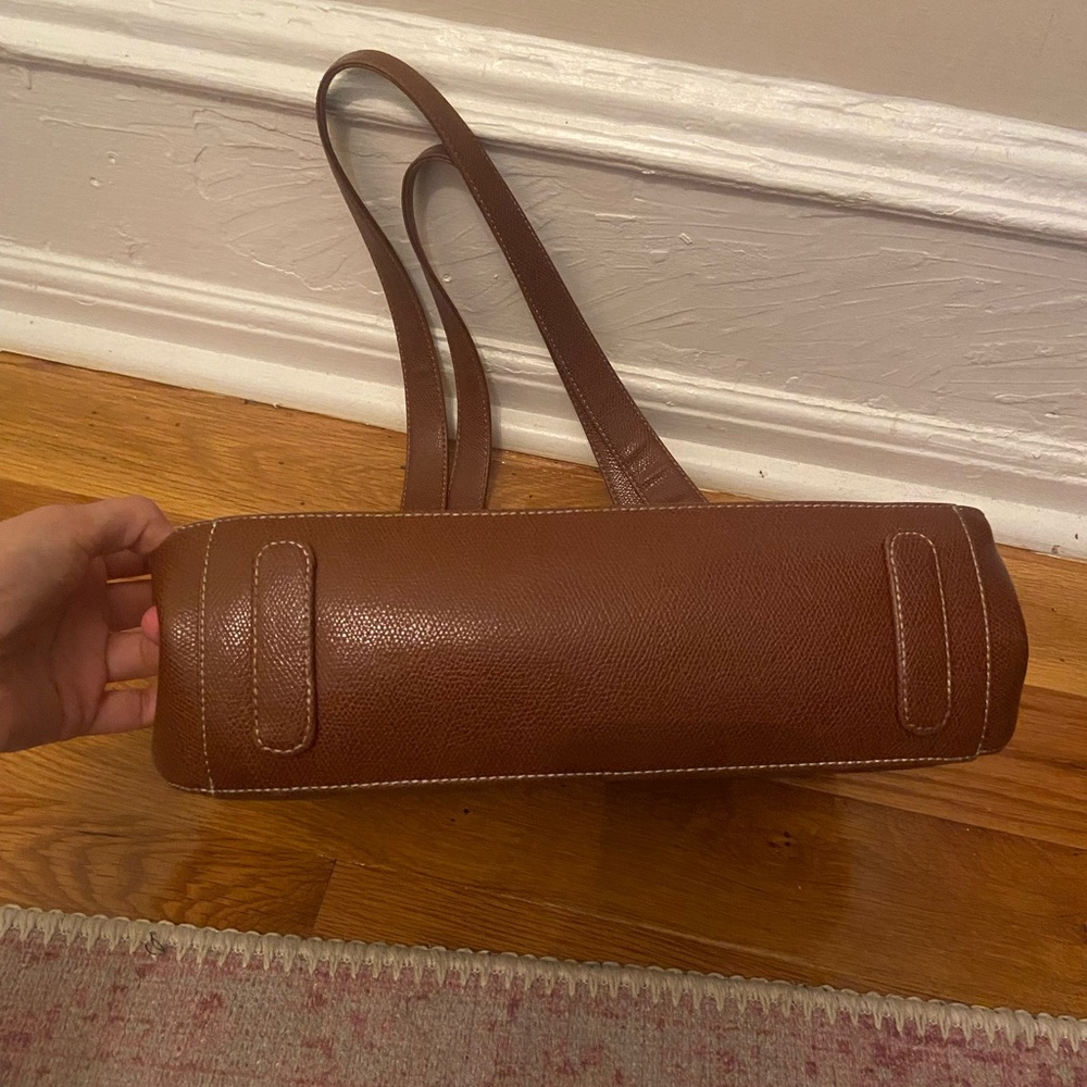 Adorable faux leather brown shoulder bag!